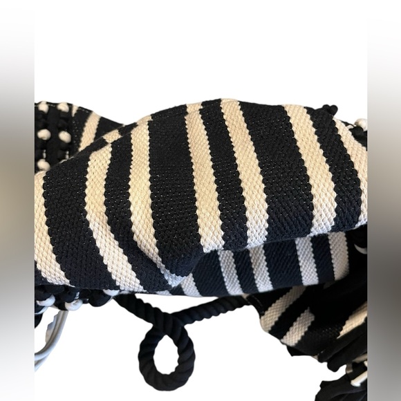 Vintage Black and white cotton macrame boho bag - Picture 4 of 16